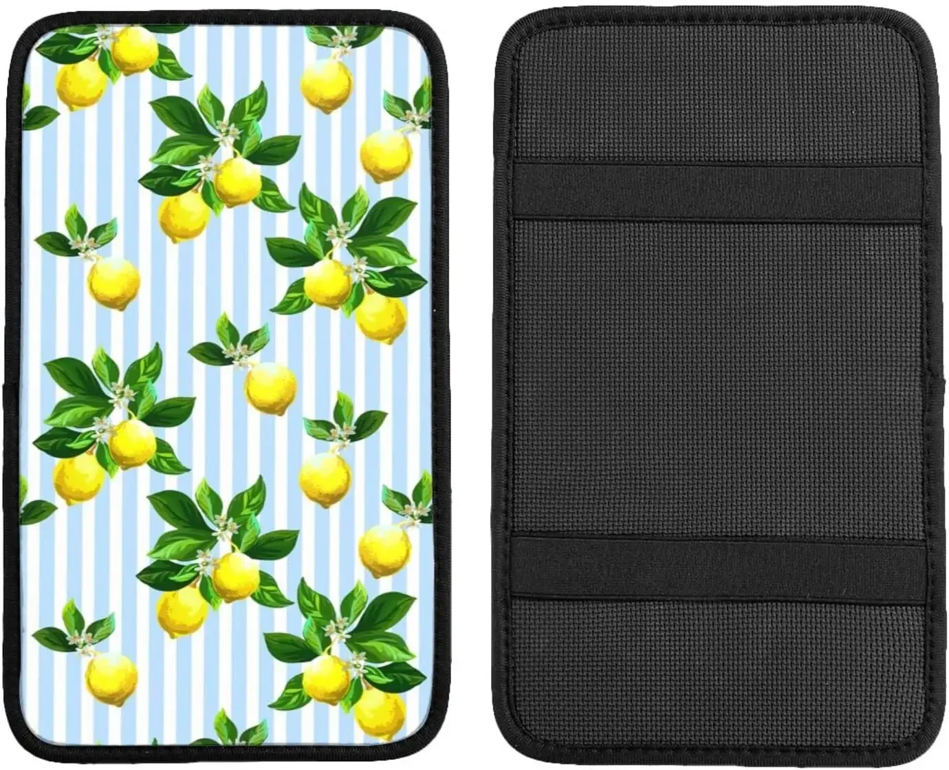 Auto Center Console Armrest Cover Pad, Fresh Lemon Fruit and Leaves Universal Fit Car Armrest Cover Cushion Mat for Mo