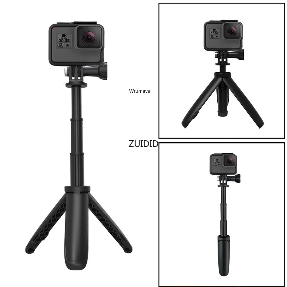 Foldable Tripod Portable Tripod Monopod for Go Pro Hero12 11 10 9 Black Session Osmo Action Camera Accessories Mini Vlog Tripod