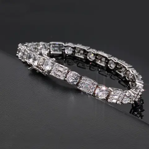 ESKEEM 6.5mm Tennis Chain Bracelet Fashion Jewelry Round Mix Cut Cubic Zirconia Iced Bracelet Women Men Gift