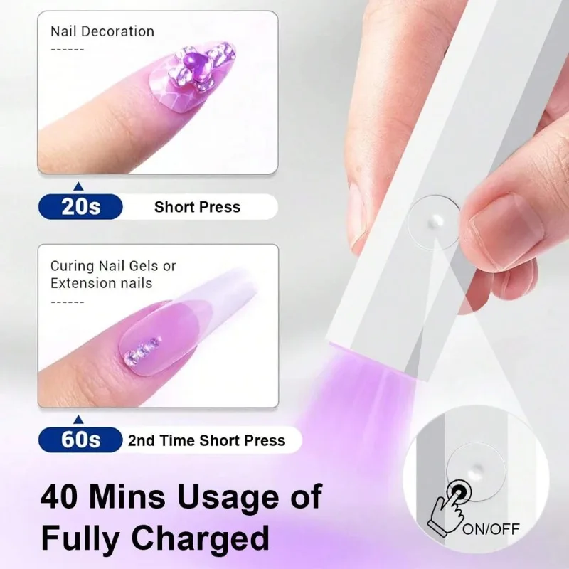 

Handheld Rechargeable UV Nail Lamp, Portable LED Gel Nail Light with Desktop Stand for Nail Art