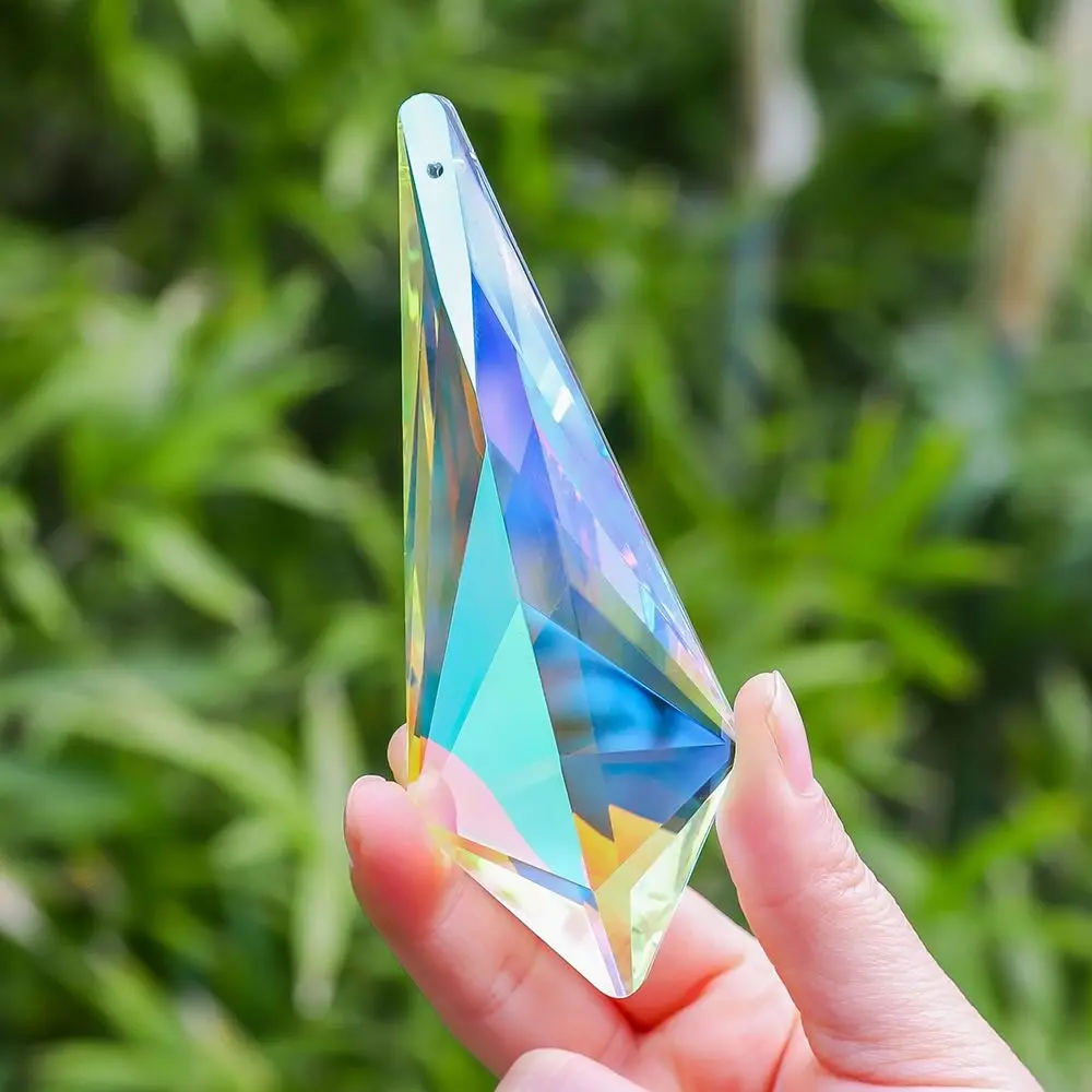 Fashion Colorful Crystal Suncatcher Glass Prism Lighting Rainbow Maker Craft 120mm Long Sunshine Catcher for Garden Window