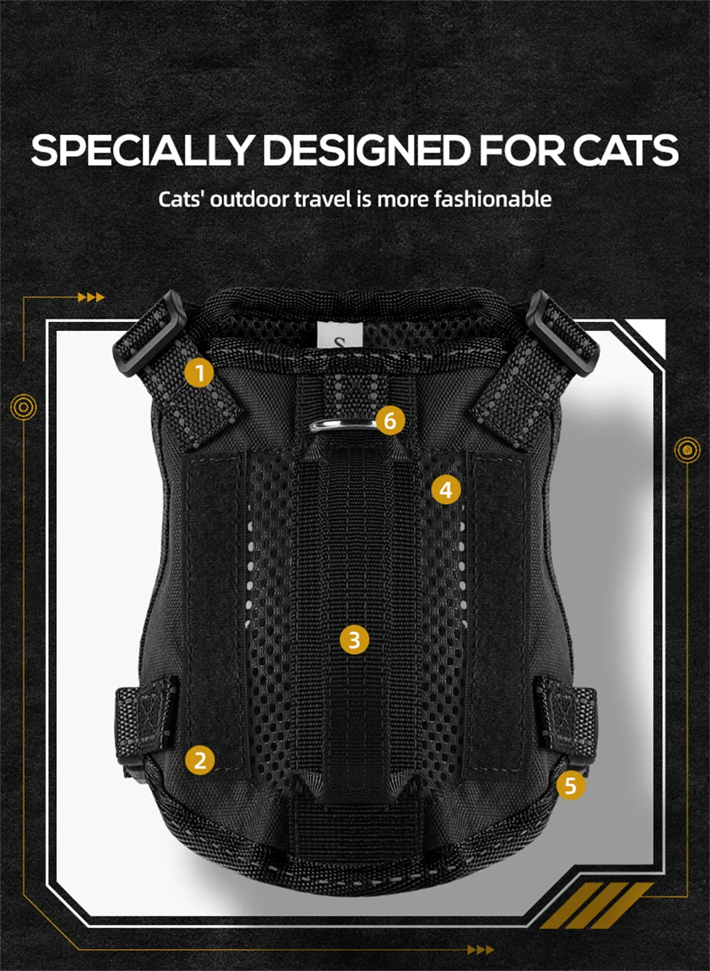 Cool Puppy Cat Tactical Harness and Leash Handheld Pet Harnesses for Cats Maine Coon Chinchilla Mascotas Adhesive Accessories