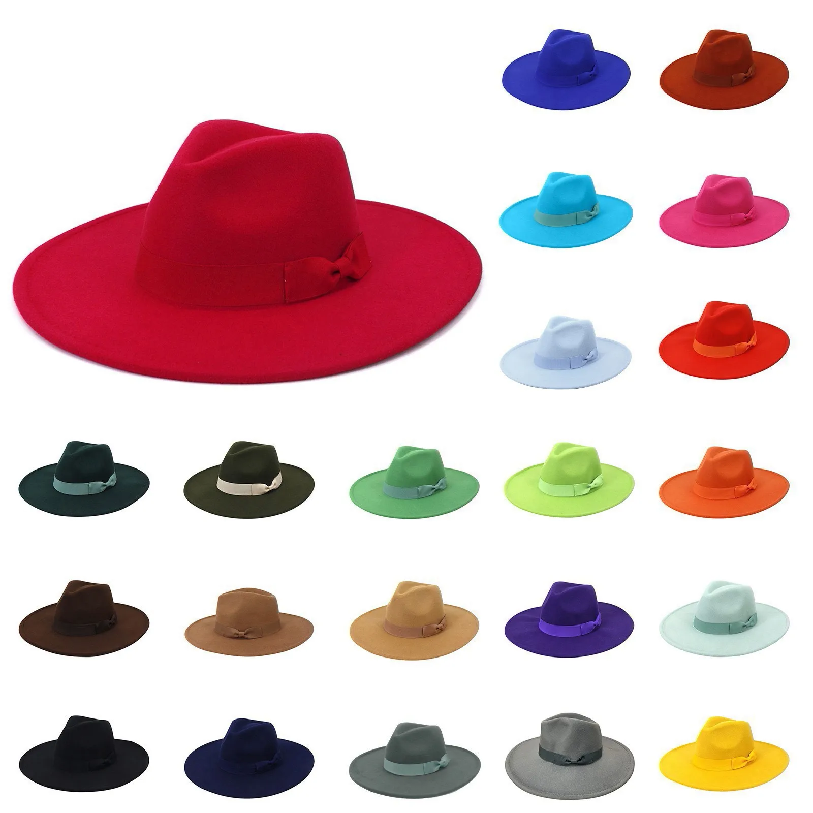 

Унисекс модная шляпа Fedora с широкими полями и плоским верхом, аксессуары с бантом, шляпа в стиле ретро, вечерние, свадебные, церковные, элегантные мужские шляпы ﻿