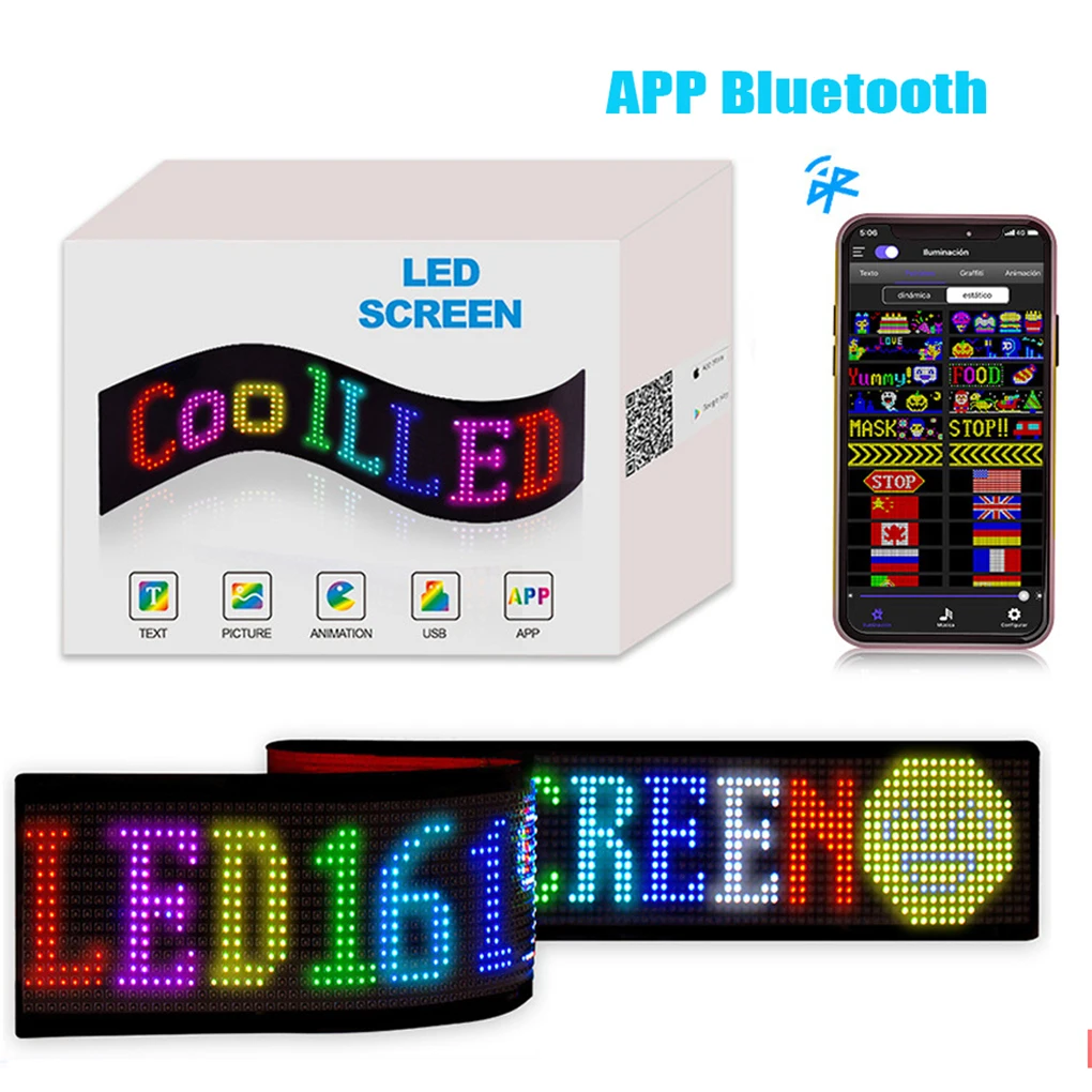 LED Matrix Pixel Panel USB 5V Flexible Advertising Light RGB Pattern Graffiti Scrolling Text Animation BT Display For Car Shop