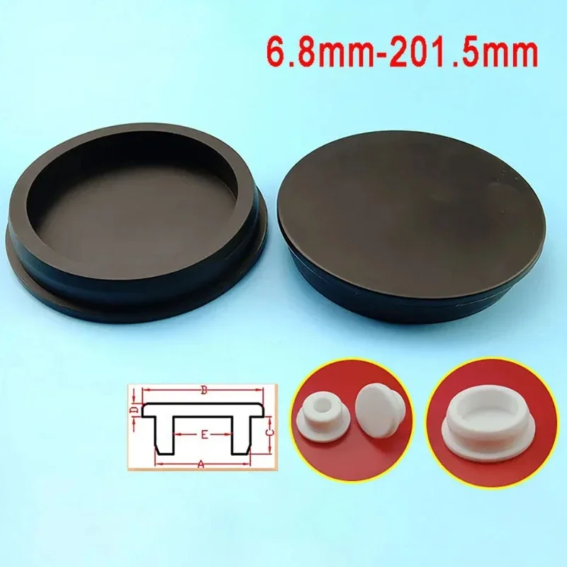 

6.8mm-201.5mm Silicone Rubber Gaskets Bore Round Seal Hole Plugs T-Type Stopper with Blanking End Caps Grommet O Ring Cap Rubber