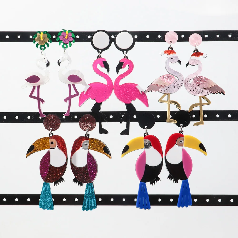 Fashion Multi-Style Acrylic Bird Parrot Drop Earrings for Women Lovely Colorful Birds Animals Earring 2024 Trend Jewelry