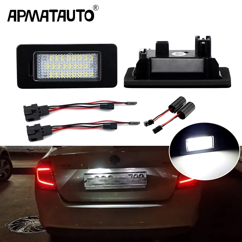 2PCS Canbus LED Number License Plate Light For SKODA /For Rapid /For Yeti /For Superb B6 /For Fabia No Error Accessories