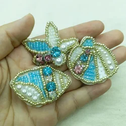 Fashion sea animals beaded patches for clothing DIY Sew on sequin rhinestone appliques badge embroidery Jellyfish parche ropa
