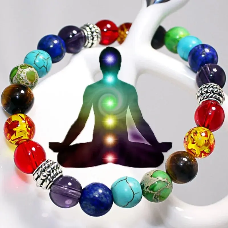 Top Plaza 7 Chakra Treatment Crystal Bracelet Yoga Stone Adjustable Beads Bracelet Meditation Relaxation Anxiety Women's Bracele