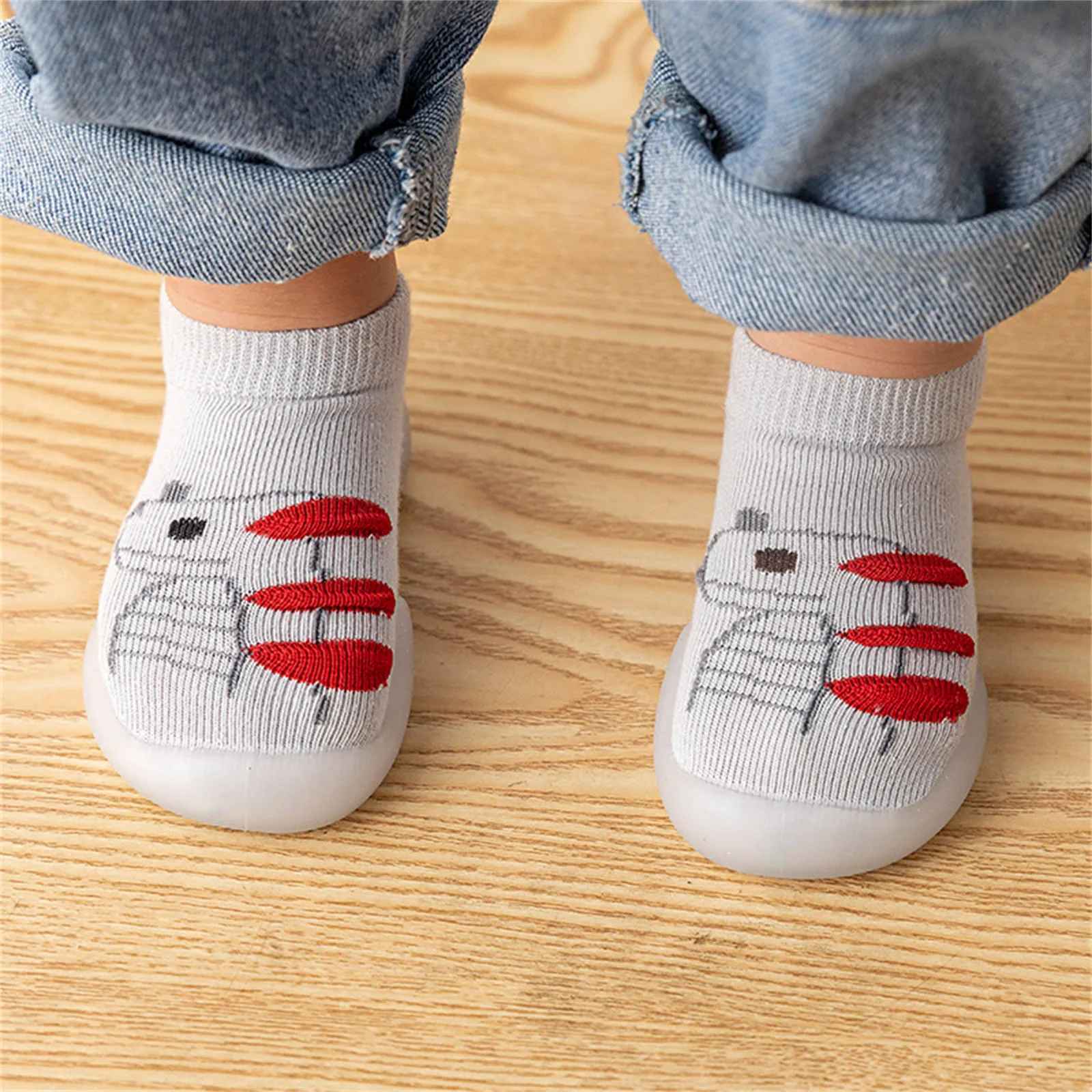 Toddler Soft Rubber Anti-Slip Shoes Indoor Sneakers Newborn Animal Cartoon Socks Shoes Winter Infant Fleece Warm The Floor Socks