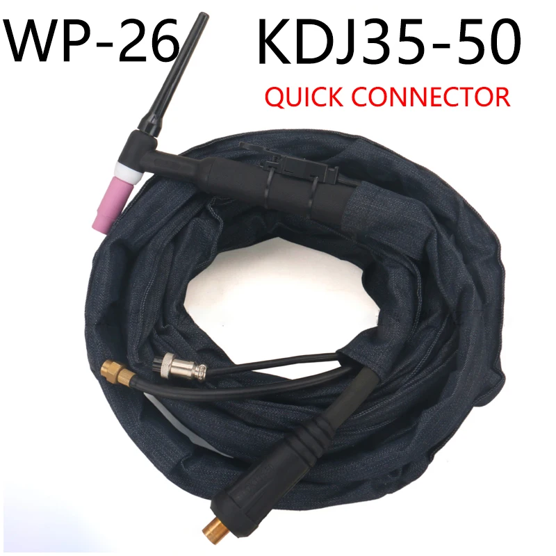 WP26 TIG Torch Kdj35-50 Connector 4/5/8/10M Braided Tube Silicone Tube Argon Arc Welding Torch Automatic Special Welding