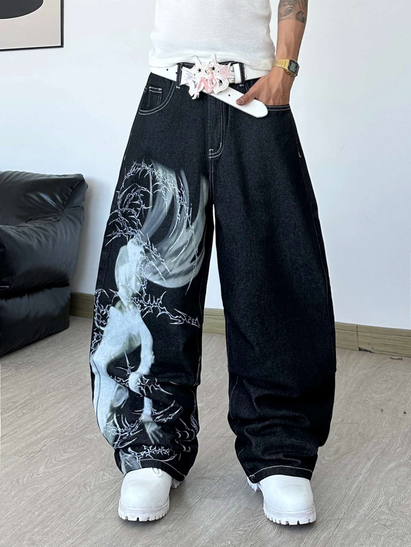 Men's High Street Dark Anime C - Men'S Fashion With Baggy Jeans ulasan dan harga