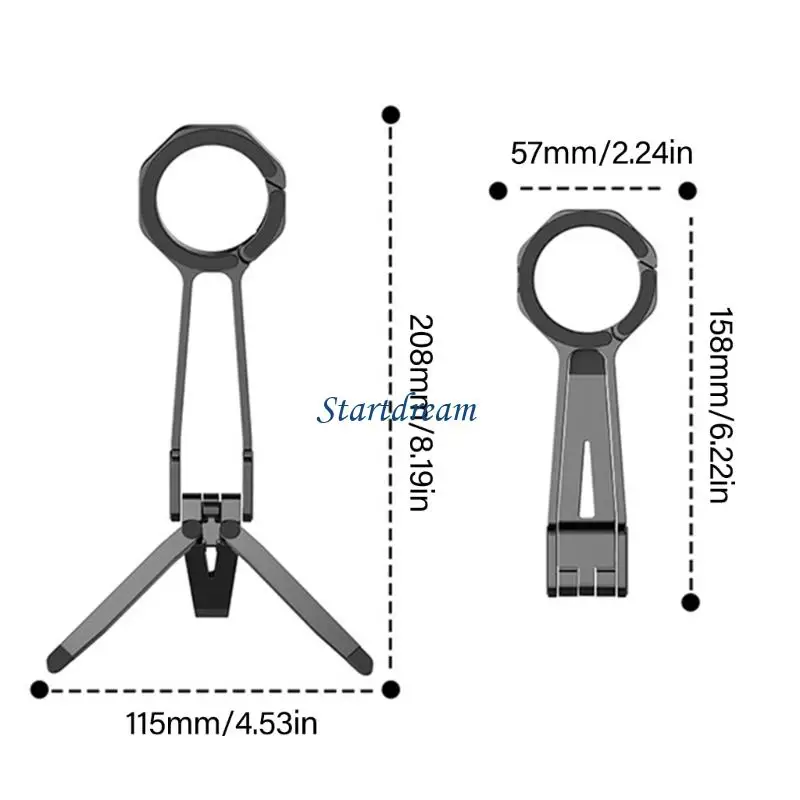 Triangular Design Phone Mount Rack Tripod with 360 Rotation Spring Clip K92C