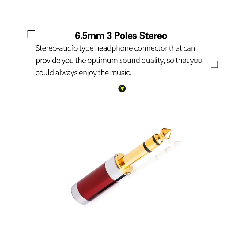 6.35MM Konektor Jack 3 Tiang Stereo Core Amplifier Mikrofon 6.3MM Jack 1/4 Konektor Plug Laki-laki untuk Speaker Gitar Kabel Aux