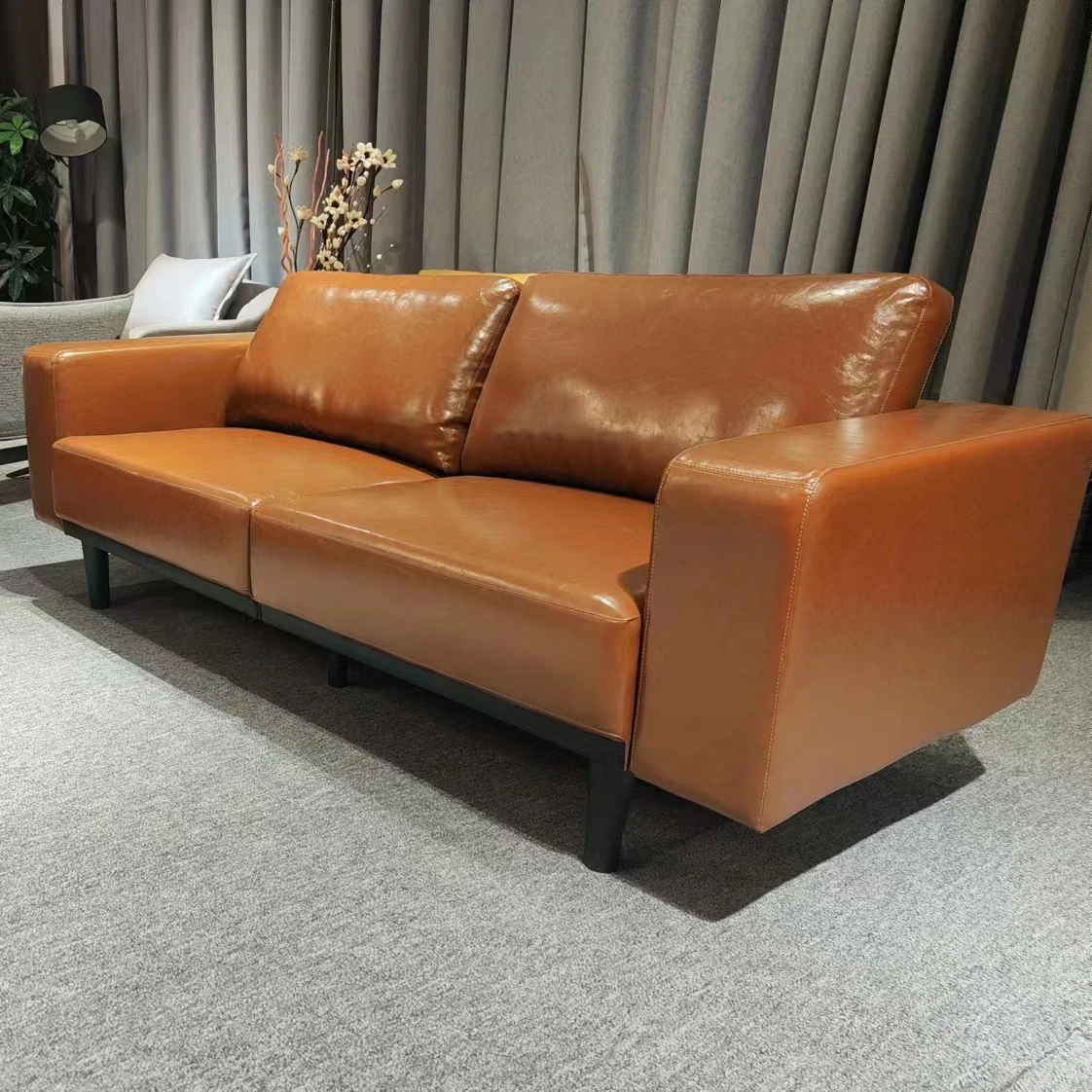 PU Leather Freight Saving 3 Seat Flat KD Pack Living Room Sofa Furniture