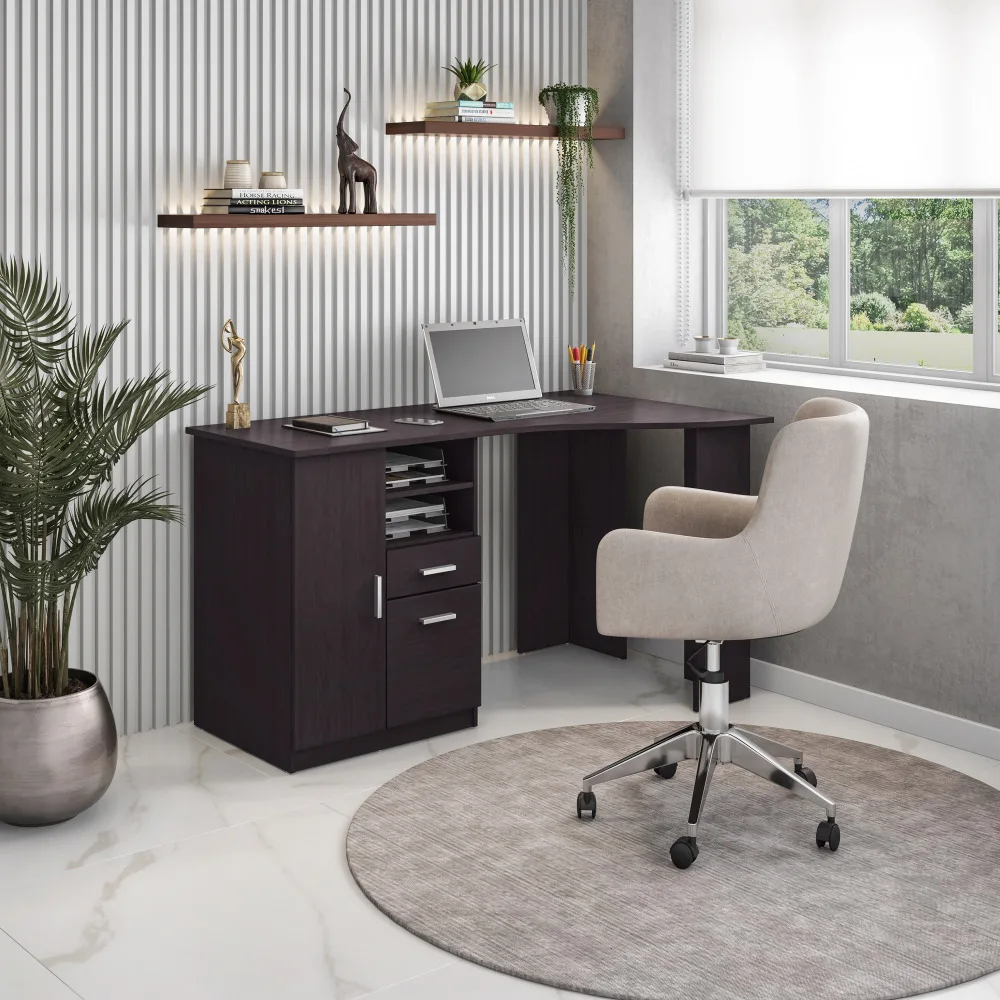 

Techni Mobili Classic Office Desk with Storage, Espresso