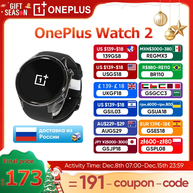 OnePlus Watch 2 Global Version Smart Watch Snapdragon W5 2GB 32GB 1.43\'\' AMOLED Display Google Wear OS 4 Dual Frequency GPS NFC