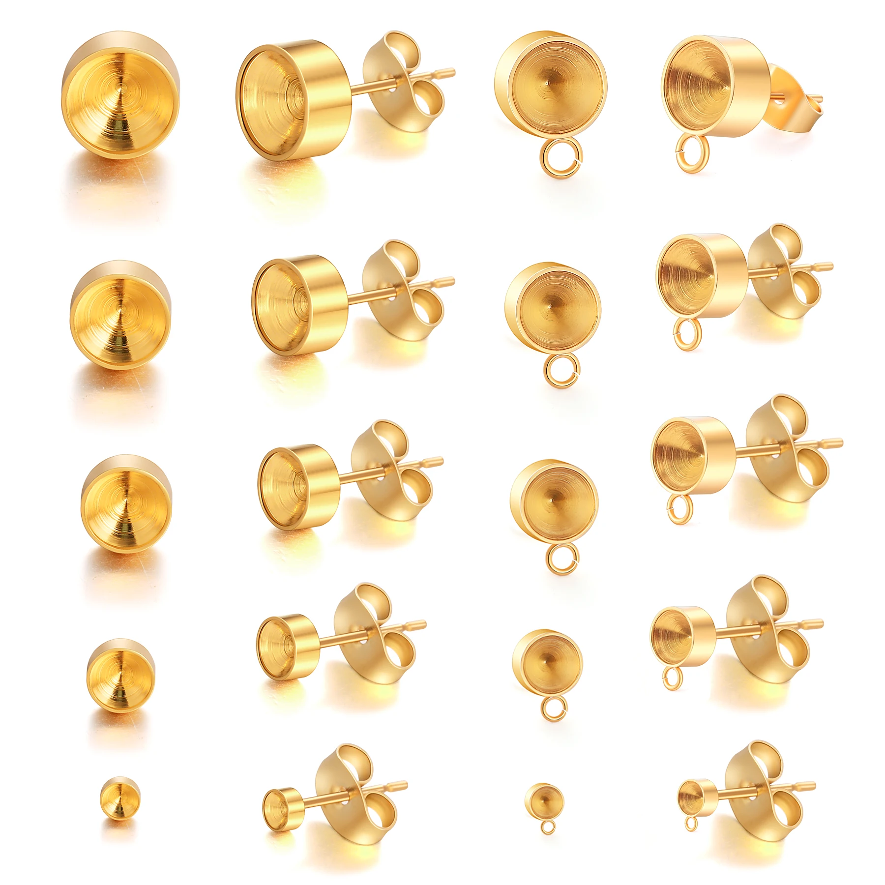20 Stück Edelstahl-Ohrstecker mit runder Kugel und Schlaufe, 3, 4, 5, 6, 8 mm, passend für DIY-Ohrring-Schmuckherstellung – Detail 6