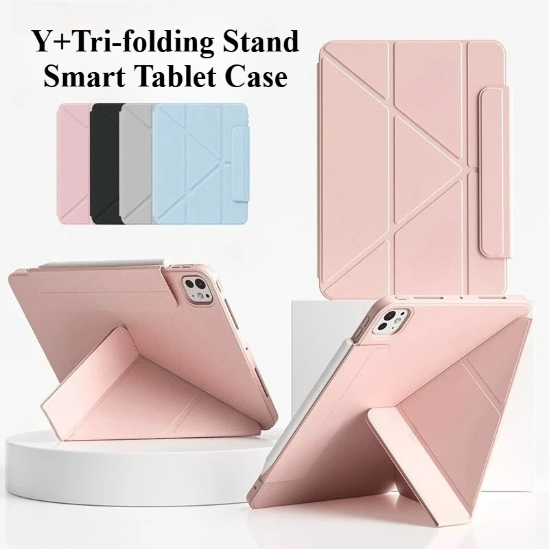 New Y+Tri-Folding Case For iPad Pro 11 2025 M5 for iPad Pro11 M4 2024 Tablets Cover Morph Stand with Magnetism Buckle Pen Holder
