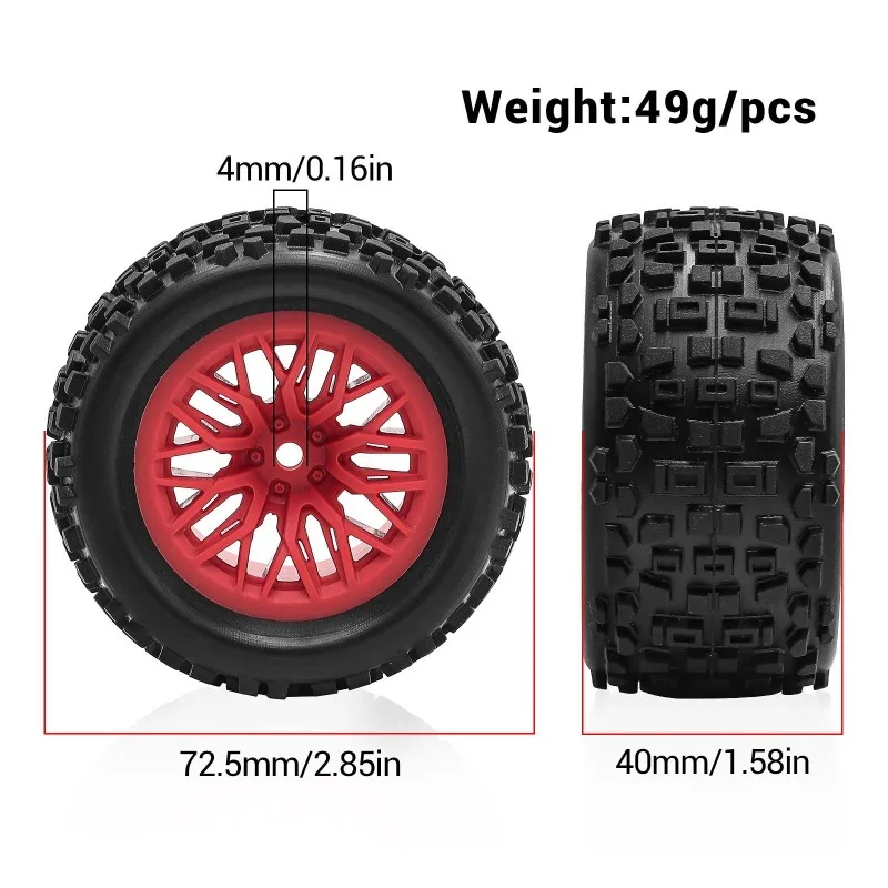 4 Uds 12mm Hex 1/18 RC neumático de rueda de coche para ARRMA TYPHON GROM GRANITE GROM piezas de mejora Accesorios