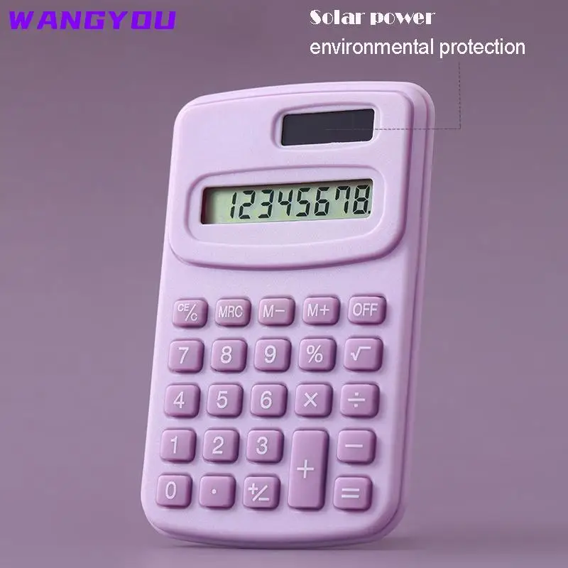 Small Solar Calculator Portable Calculator Cute 8 Digits LCD Electronic Home Office Calculator for Kid Primary School Calculator