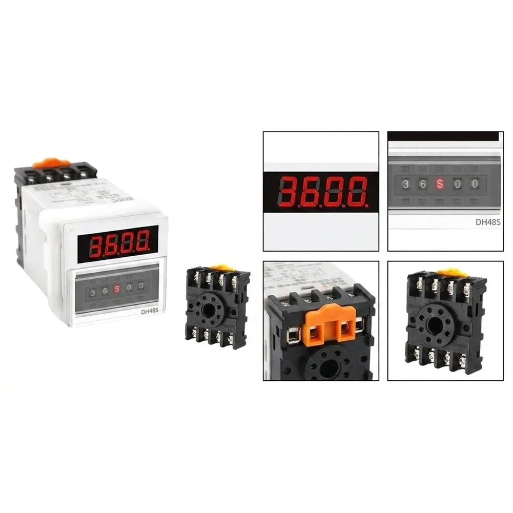 Cyclic Time Switch with High Contrast LED Display Flip Cover Base DIP Switch Controls for Reset Pause and Mode Selection