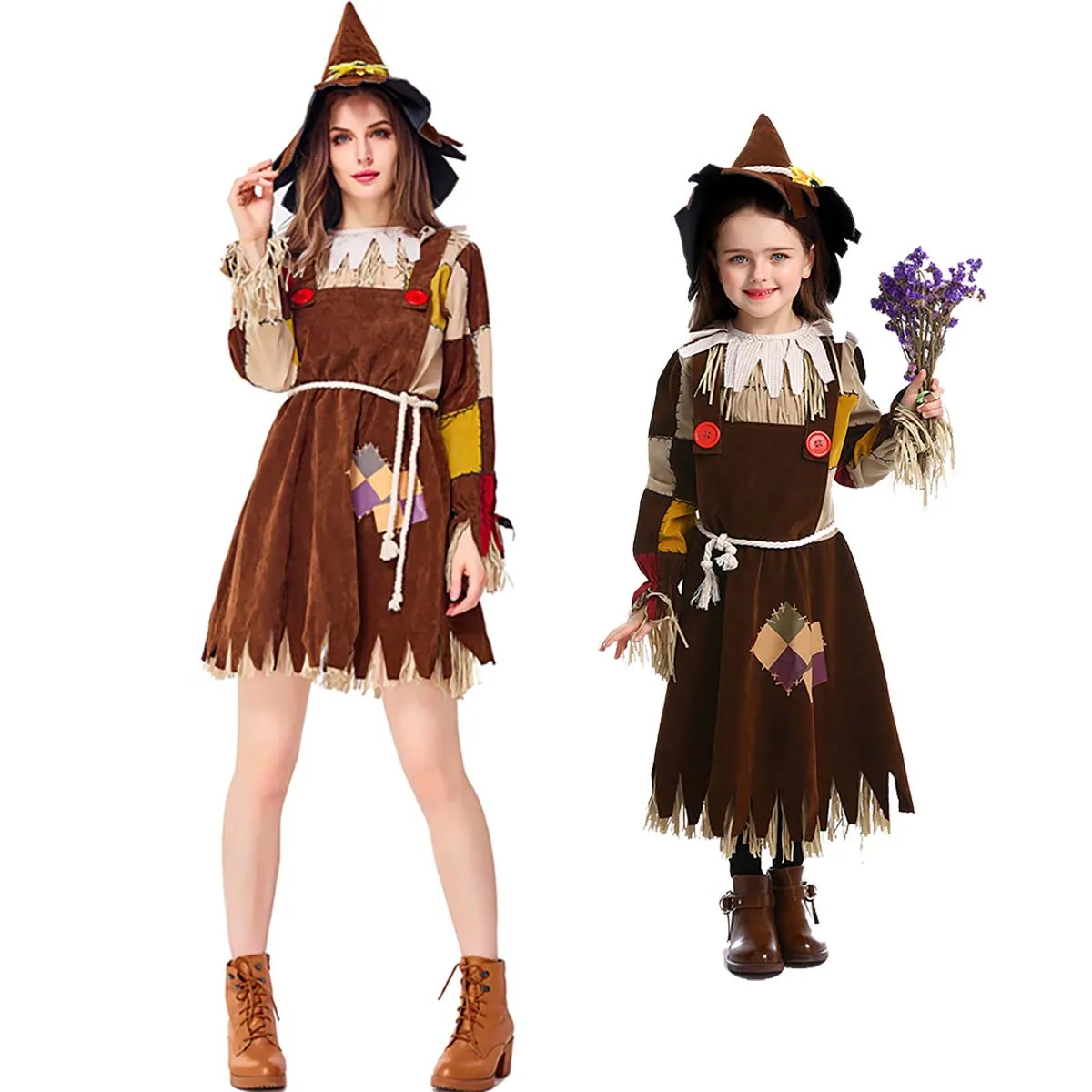 Kid Adult Halloween Stage Performance Adult Women Scarecrow Cosplay Costume