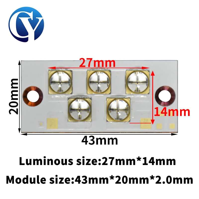 50W UV LED Light Curing Lamp Module 6565 365nm 385nm 395nm 405nm 3D Label Inkjet Printer Glue Resin Bottle Ink Curing PCB