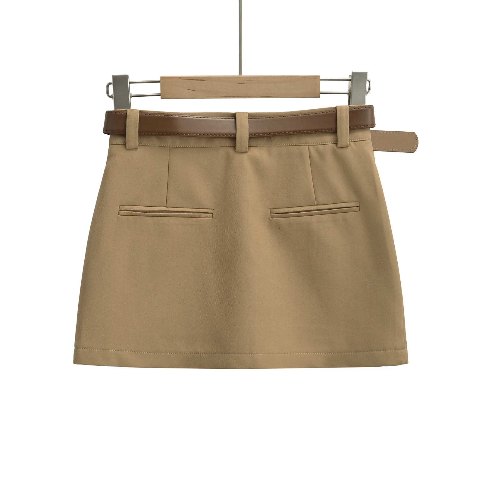 أزياء كورية نسائية صغيرة مع حزام ، تنورات بضائع كاكي ، ملابس كلاسيكية ، ملابس الشارع Y2K ، الصيف ،