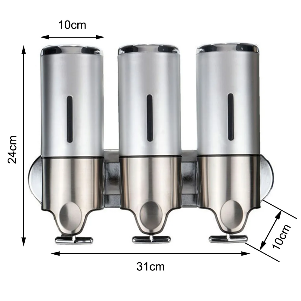 3*500ML Wall Mounted Liquid Soap Dispensers for Bathroom Kitchen Hotel Bar and Restaurant