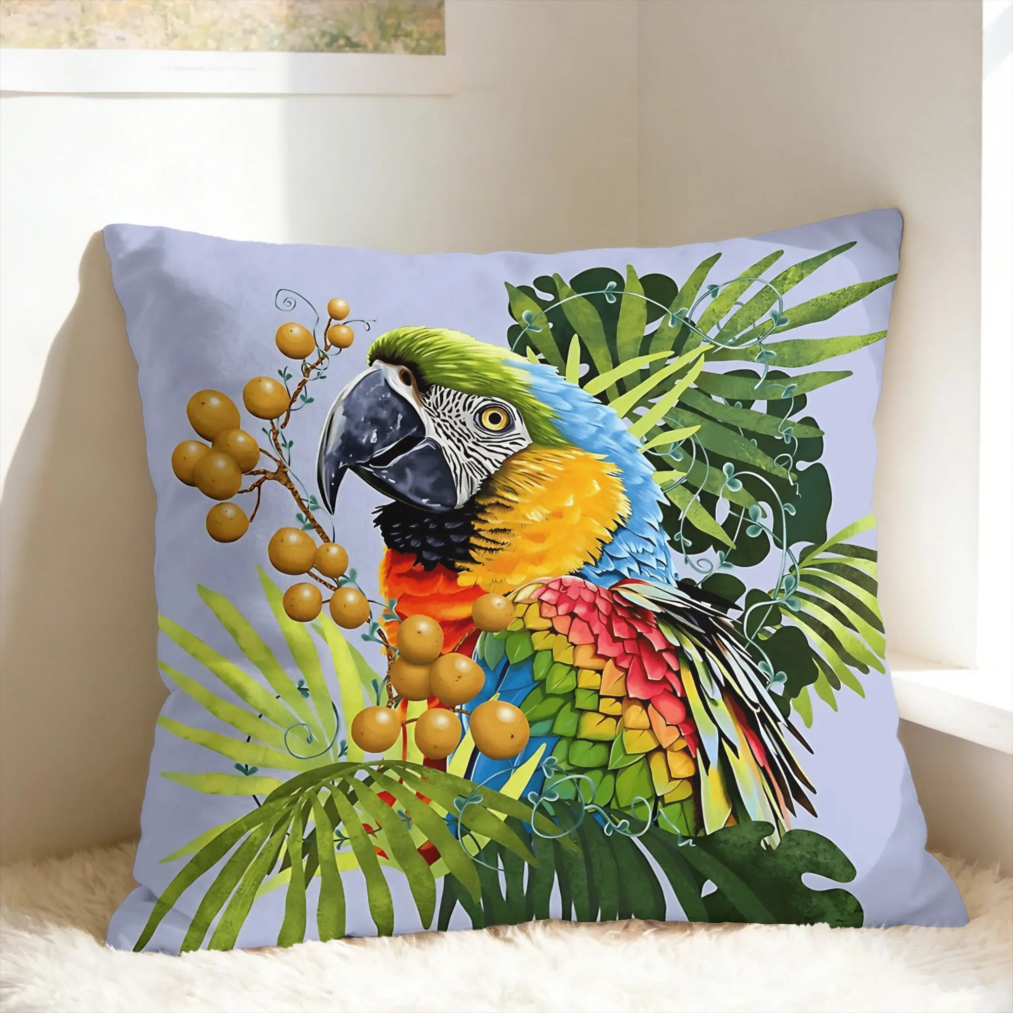 Tropical Parrot Palm Pillow Case  Morden Pillow Cover Comfy Pillowcases For Living Room Sofa