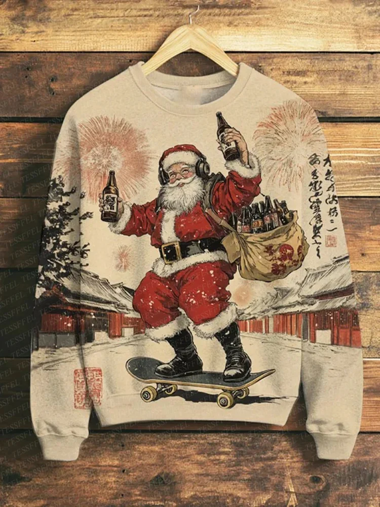 

Christmas Skull Santa Claus Pets Jesus Sweatshirts Sweater 3DPrint Vintage Winter Casual Harajuku Pullover Retro Long Sleeves E