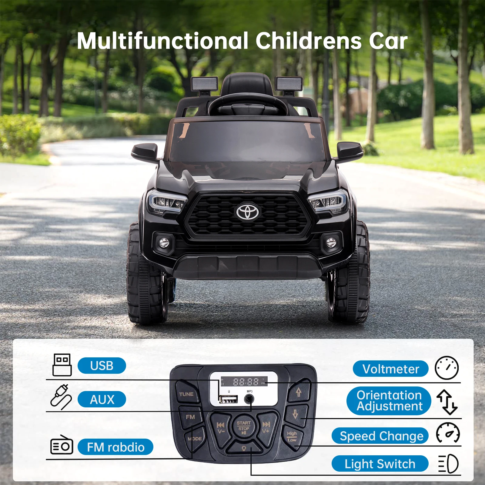 Coche para niños de 12 V, vehículos eléctricos para niños con cinturón de seguridad con suspensión de resorte con control remoto para padres, arranque suave, faro LED