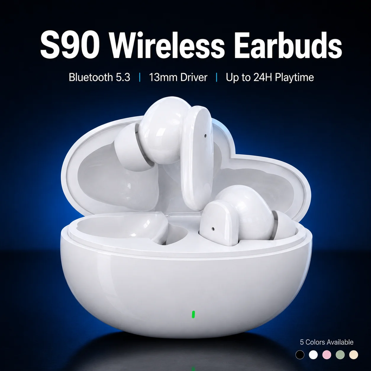 Kabellose Ohrhörer Bluetooth 5.3 mit Mikrofon, 13mm Treiber, Smart Touch, 24 Stunden Spielzeit, Kompatibel mit Handys, Tablets, Laptops, Headset