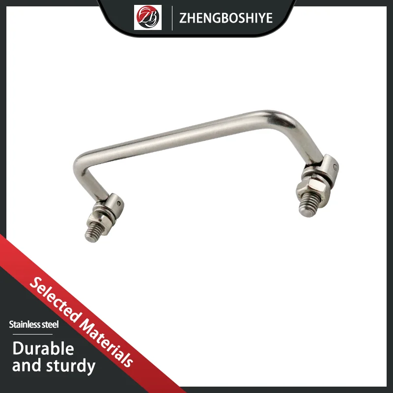 

304 Stainless Steel Commercial Movable Round Bar Folding Positioning Handle, Sturdy Industrial Electrical Cabinet Door