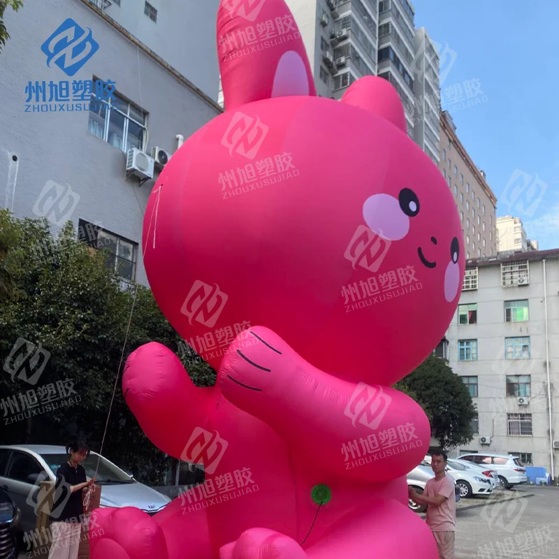 

Rose red inflatable rabbit cartoon rabbit doll city walk street attraction model shop advertising cute big animal