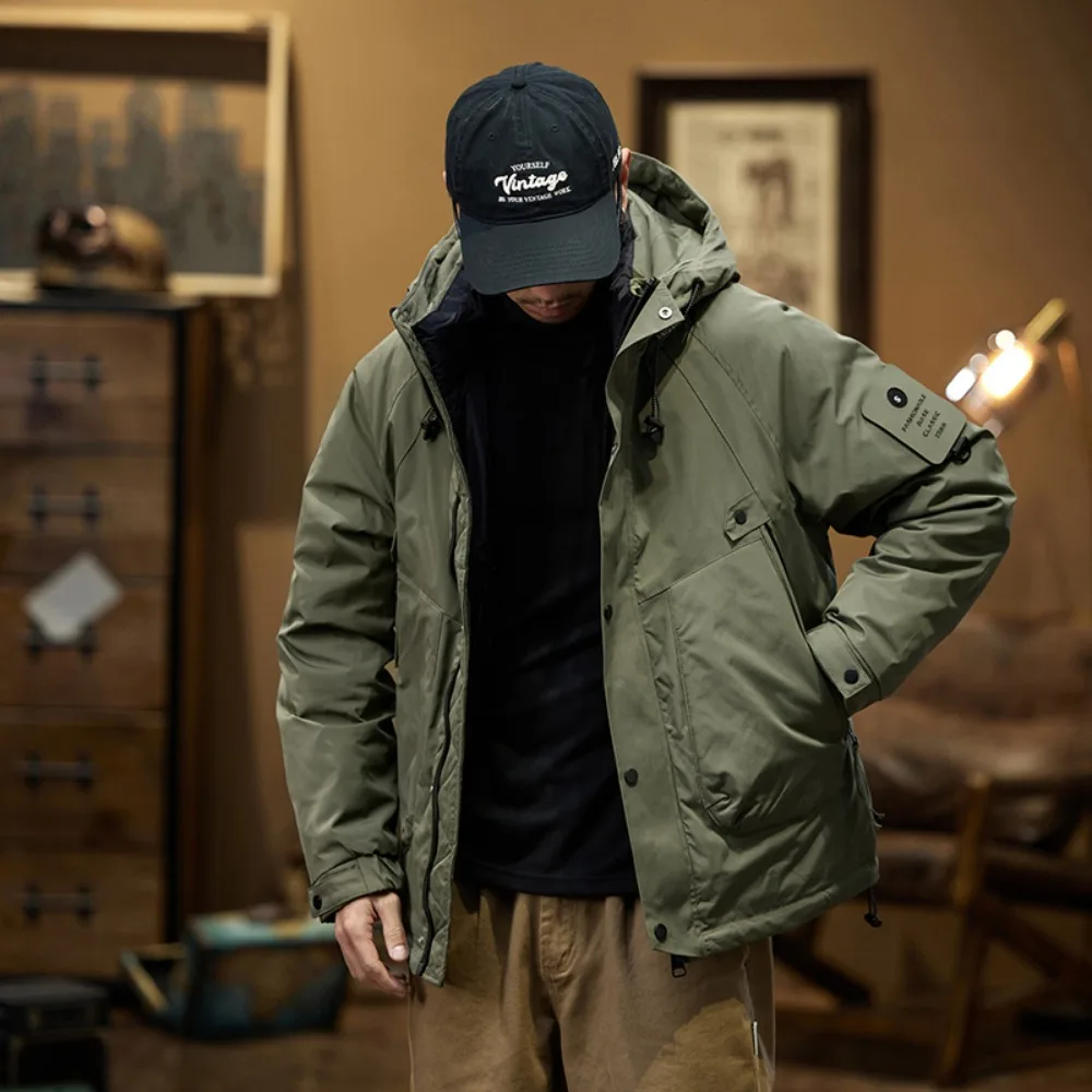 ملابس العمل الأمريكية الرجعية أسفل سترة الرجال الشتاء سميكة الدافئة فضفاضة سترة في الهواء الطلق #4