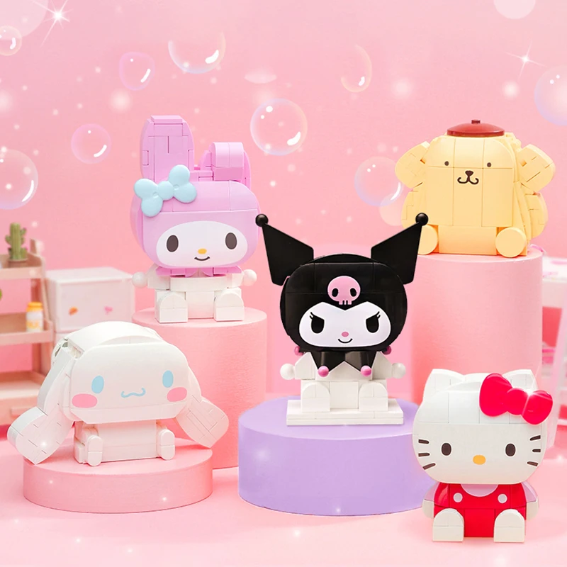 Sanrio Cinnamoroll Kuromi Hellokitty Anime Action Figure Building Blocks Ornaments Tanabata Girl Gift Toy For Children