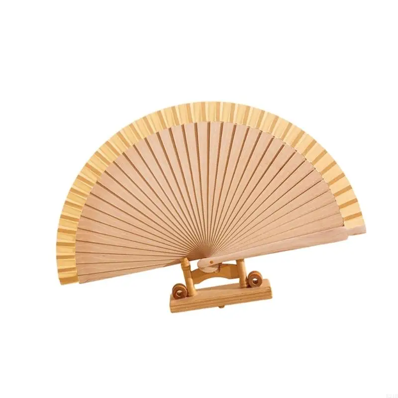 Simple Folding Wooden Fan Foldable Handheld Fan Decorative Hand Fan,Photography Props for Wedding Home Decorations 