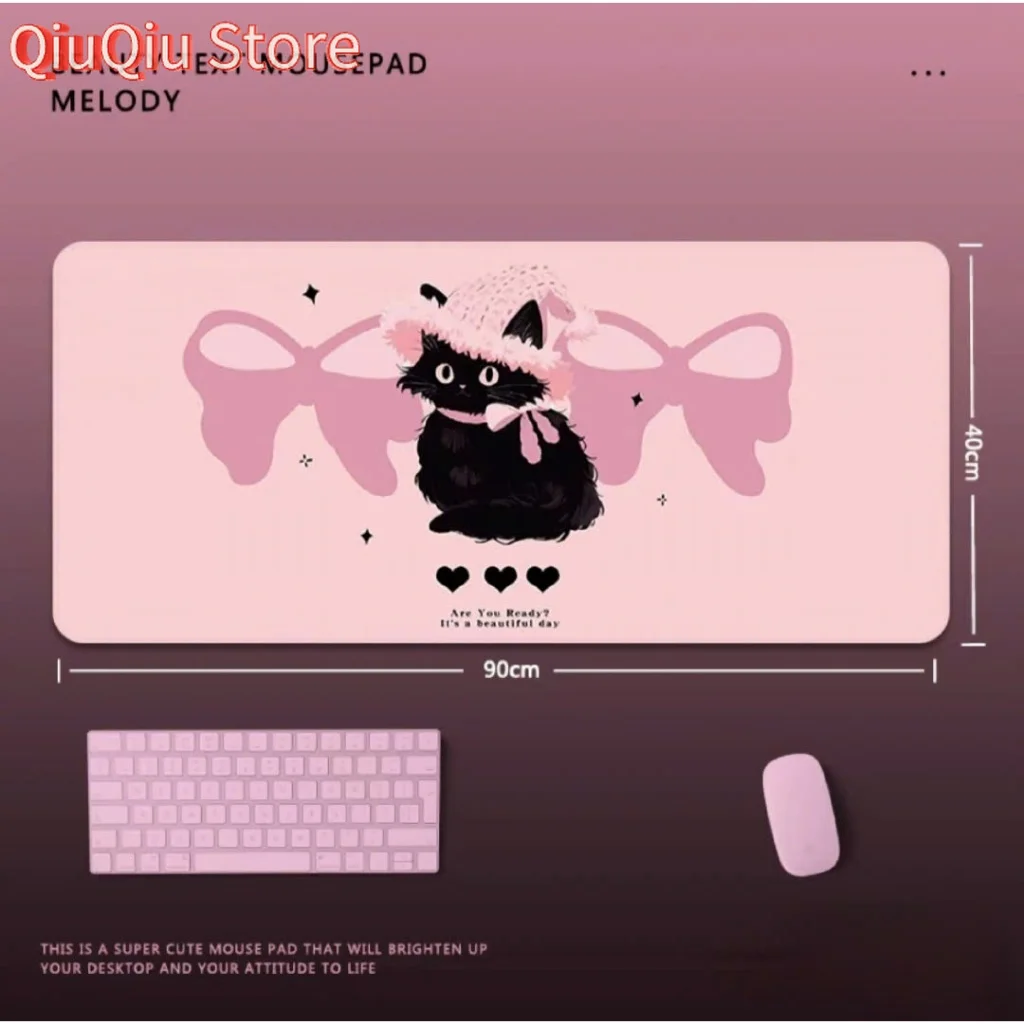 Full size cute black cat mouse Pad, cute computer mouse Pad for desk, mouse Pad for girls