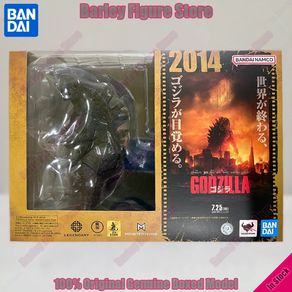 In Stock BANDAI S.H.MonsterArts Godzilla 2014 Legendary Movie Graphic Plus 15cm Action Figures Poster Stand Collectible Gift