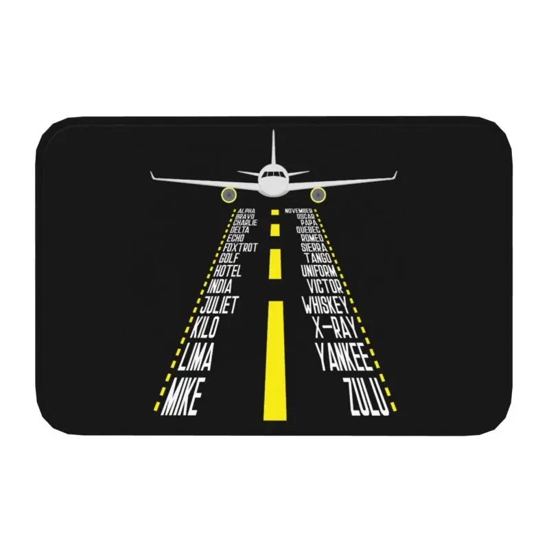 Custom Pilot Alphabet Aviation Aircraft Gift Doormat Mat Anti-Slip Airplane Aviator Kitchen Bath Garden Rug Carpet 40*60cm