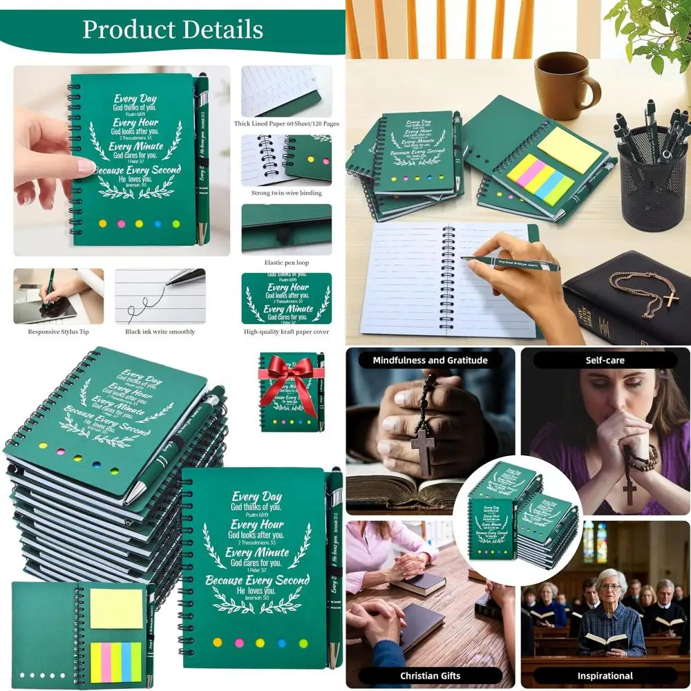 

50 комплектов женских христианских молитвенных журналов с религиозными ручками — вдохновляющие библейские тетради для церковного и безупречного использования (гр)