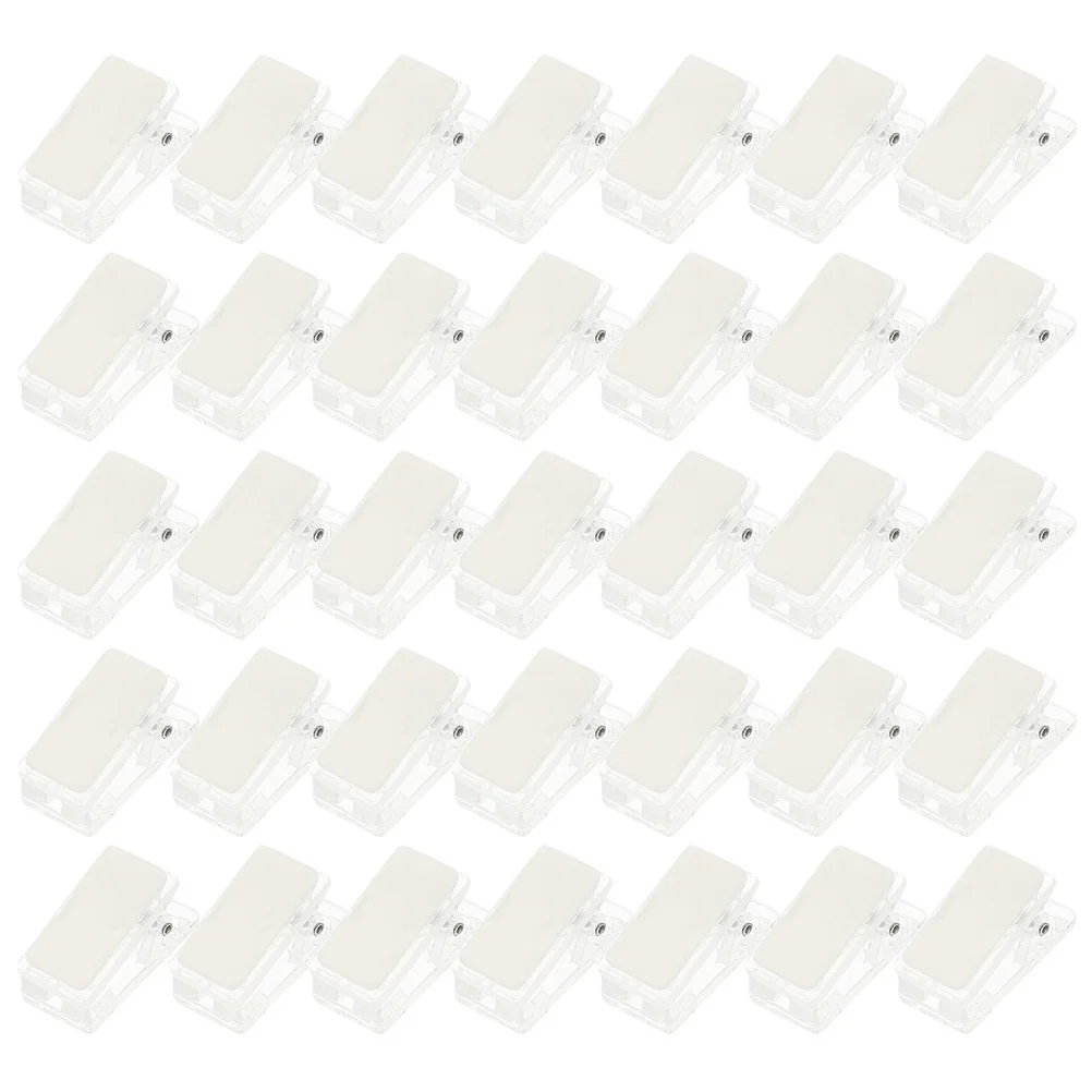 

35pcs Id Badge Clip Transparent Small Spring Clips Self-Adhesive Wall Mount For Office Name Tag Holder Plastic Sticky Clips
