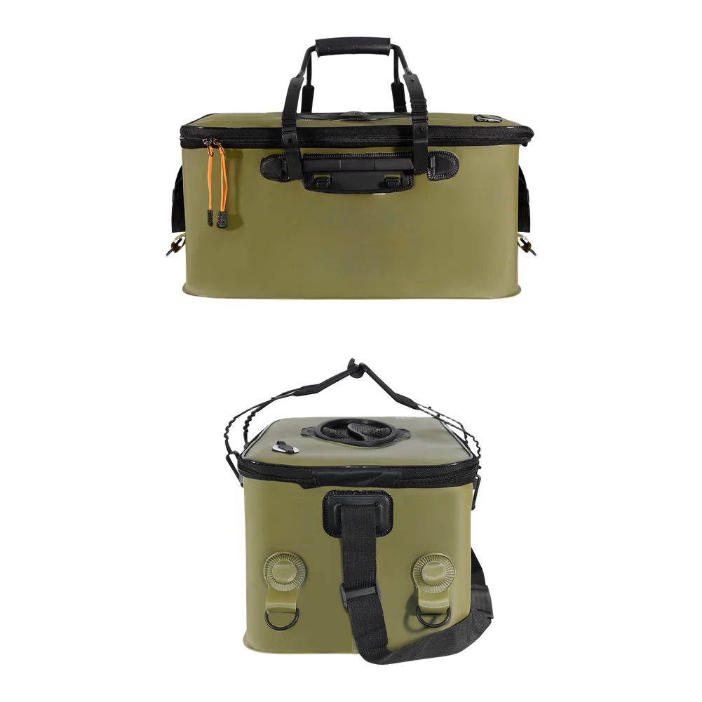 Fishing Box for Paddleboard Anglers Constructed from EVA and Nylon with Foldable Profile and All Round Hanging Attachment Points