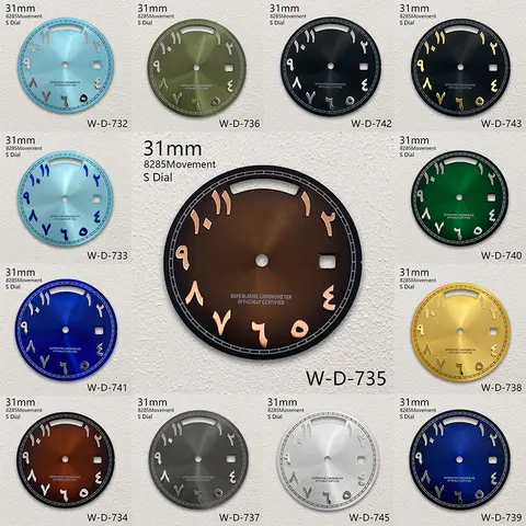 31mm Day And Date Arab S Dial For 8285 Movement Sunray High-Quality Watch Modification Accessories