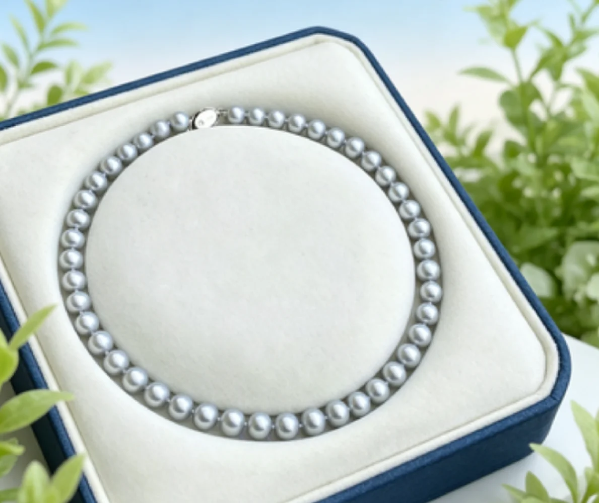 

Элегантное ожерелье из натурального серого жемчуга Южных морей AAAA9-10 мм, 16-22 дюйма/серебро 925 пробы.