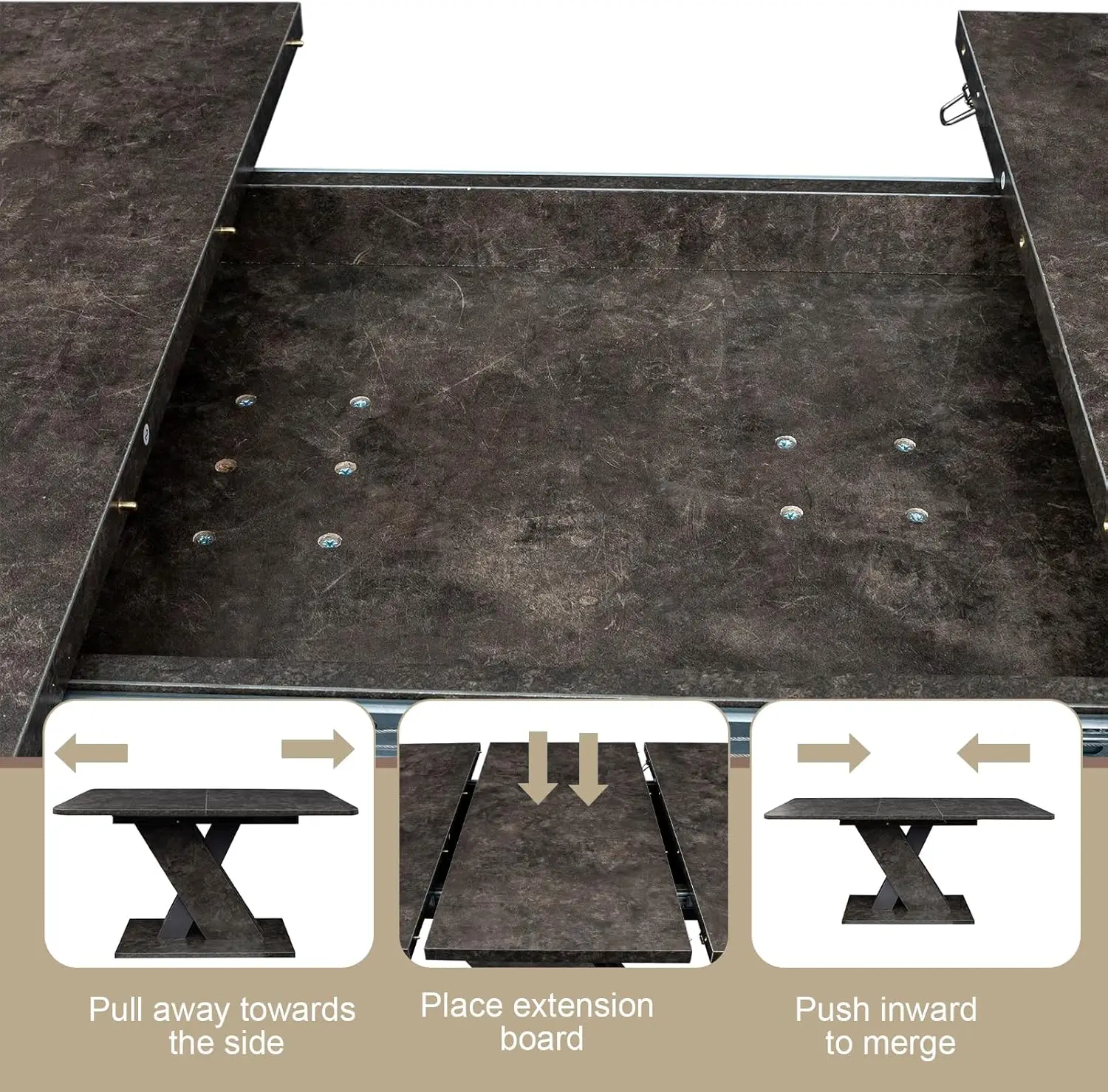 Mesas de comedor de 4 a 8, mesa de comedor expandible de madera moderna con Base en forma de X, mediados de siglo