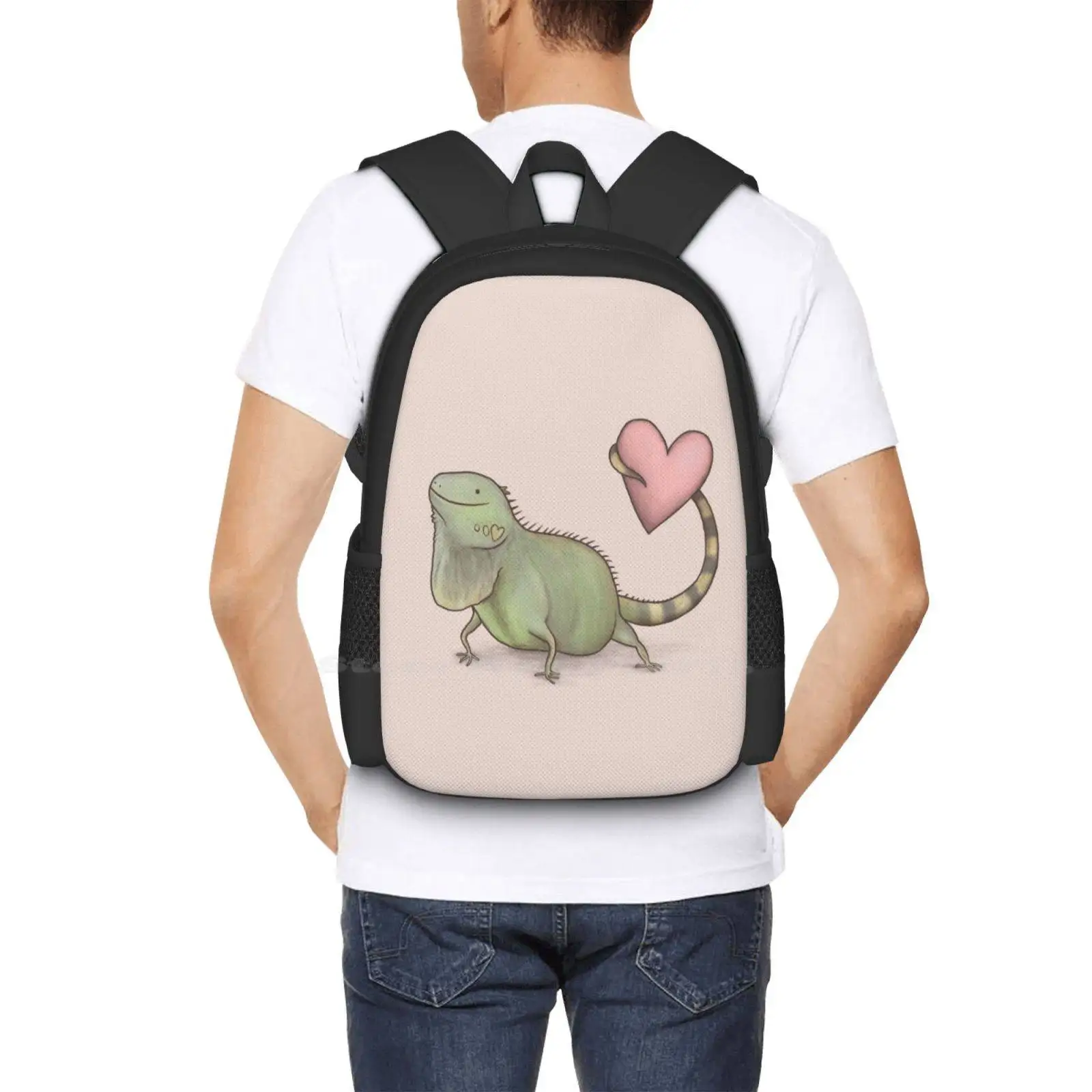 Iguana Love You School Bag zaino di grande capacità Laptop You Heart Cute Valentine rettili Iguanas Kawaii Dragon Bearded Smile