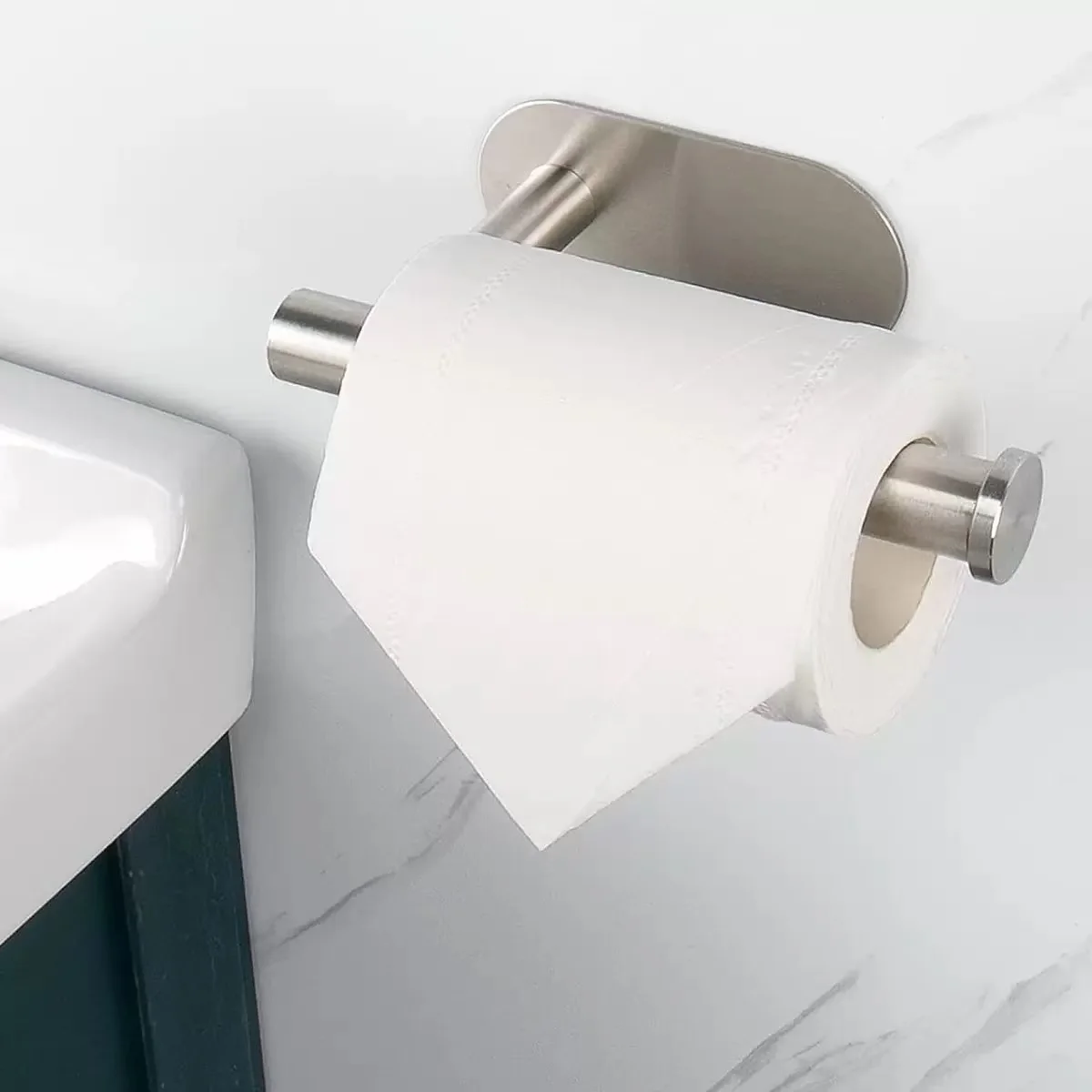 Self-Adhesive Toilet Paper Holder Bathroom Stainless Towel Holder Toilet Punch-free Roll Paper Holder Kitchen Hook Storage Holde